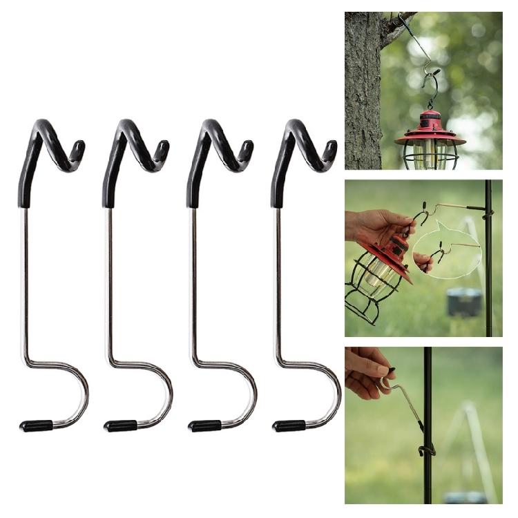 4Pieces Multifunction Hanging Basket Hook Hanger Tent Rod Post Strong Hanger