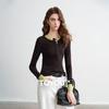 Chuyu Damen Colorblock Stretch-T-Shirt (Zweiteiler-Optik)