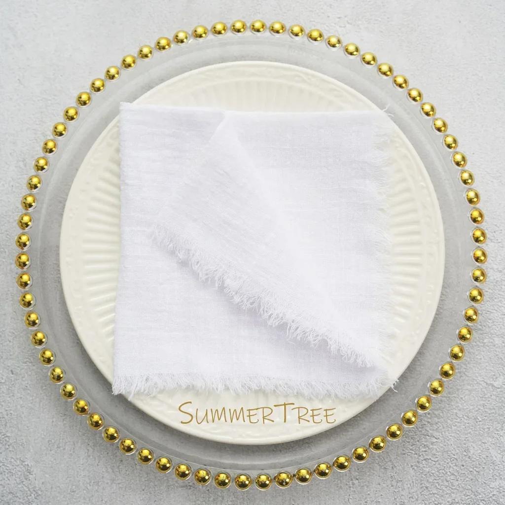 10pcs 32x32cm Cloth Napkins Pure Cotton Gauze Soft Napkin Handkerchief Vintage Banquet Garden Party Wedding Table Decoration