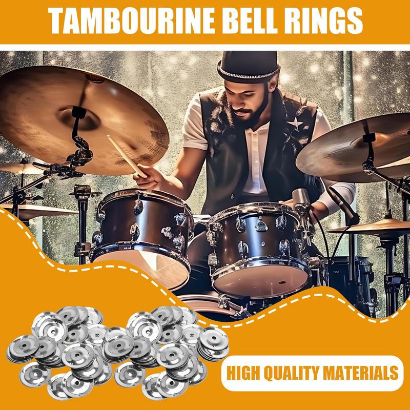 Percussion Drum Cymbals Ring Ching Ring 50 Pieces Stainless Steel Tambourine Ring Bell Drum Accessories Replacement Drum Ring GERMANY
