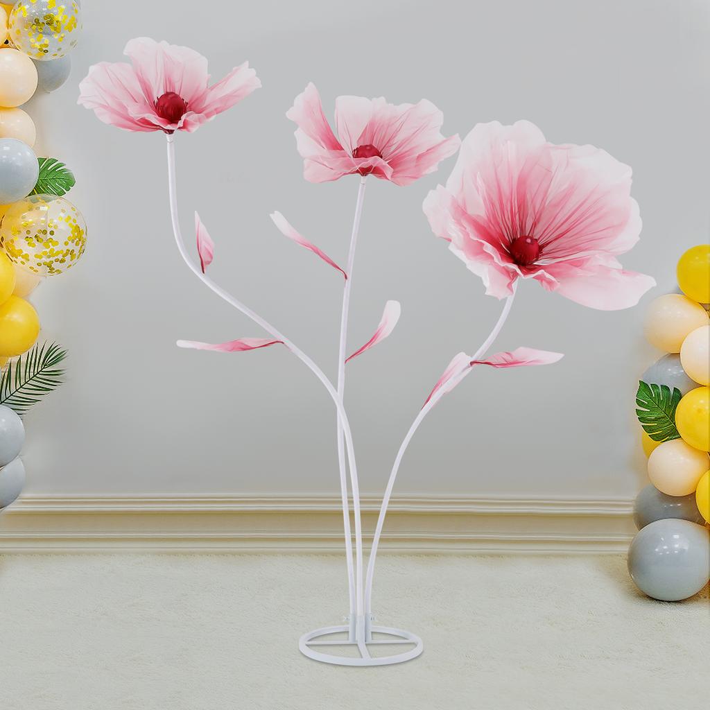 170cm Tall Artificial Peony Flowers for Wedding Decor, 3-Headed Branch w/ Gradient Red Color, Lifelike Fake Flowers for Ceremony