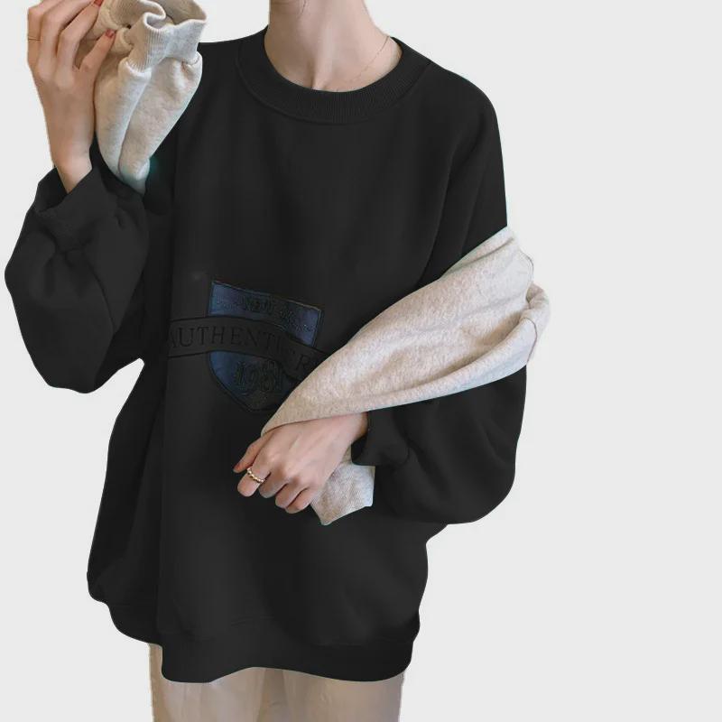 Plüschiger, verdickter, lockerer Rundhals-Langarmpullover - Damen Herbst/Winter Koreanischer Stil Studentenoberteil.
