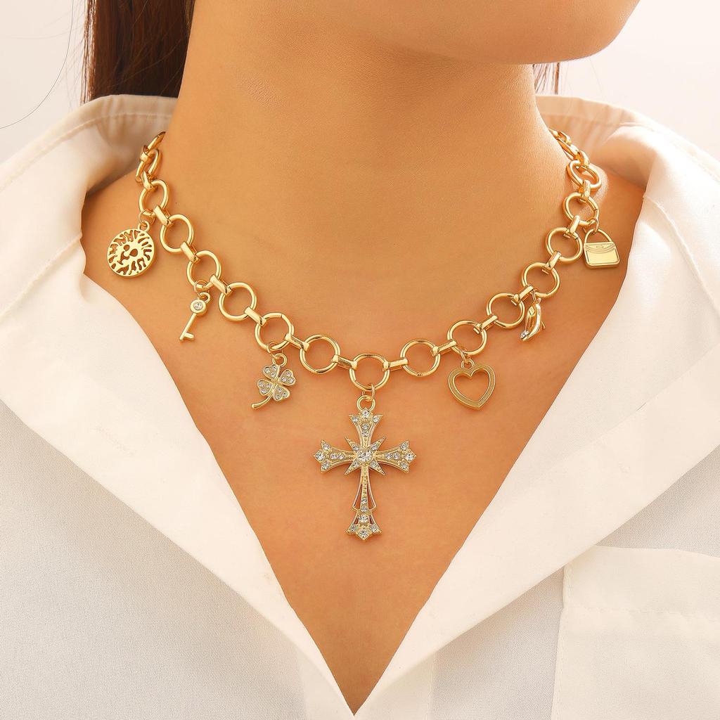 Unisex Cyberpunk Multi-layer Cross Necklace – European & American Design