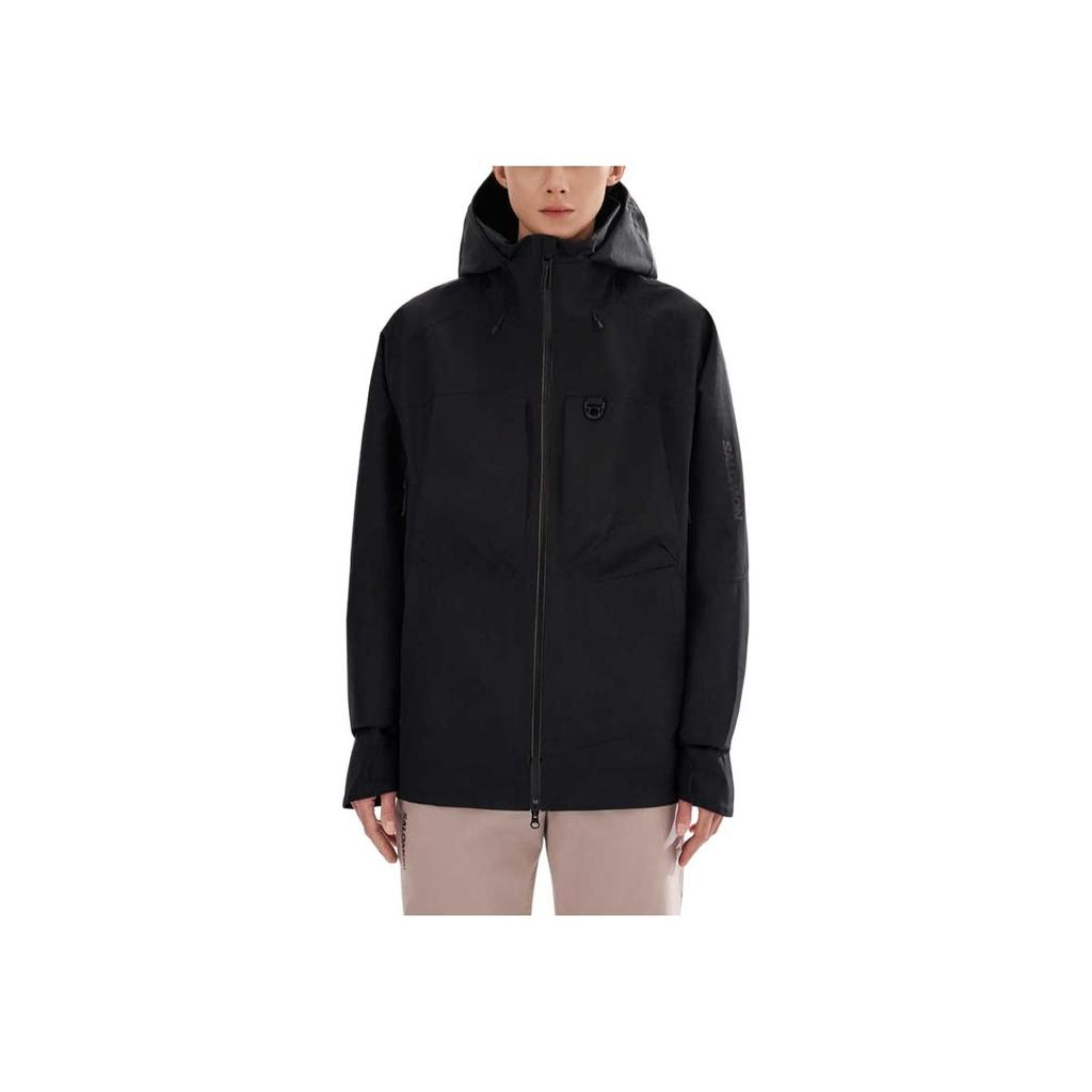 Salomon Windproof Waterproof Hard Shell Jacket With Hood Unisex Jackets Deep-Black C23743