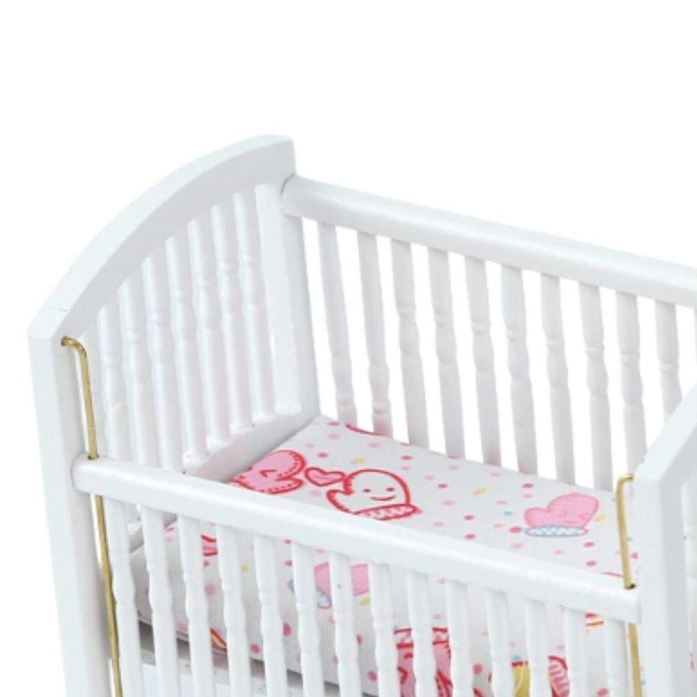 1:12 Baby Crib DIY Fitments Dollhouse Furniture Model Dollhouse Baby Bed  Bedroom Model Decor Toy