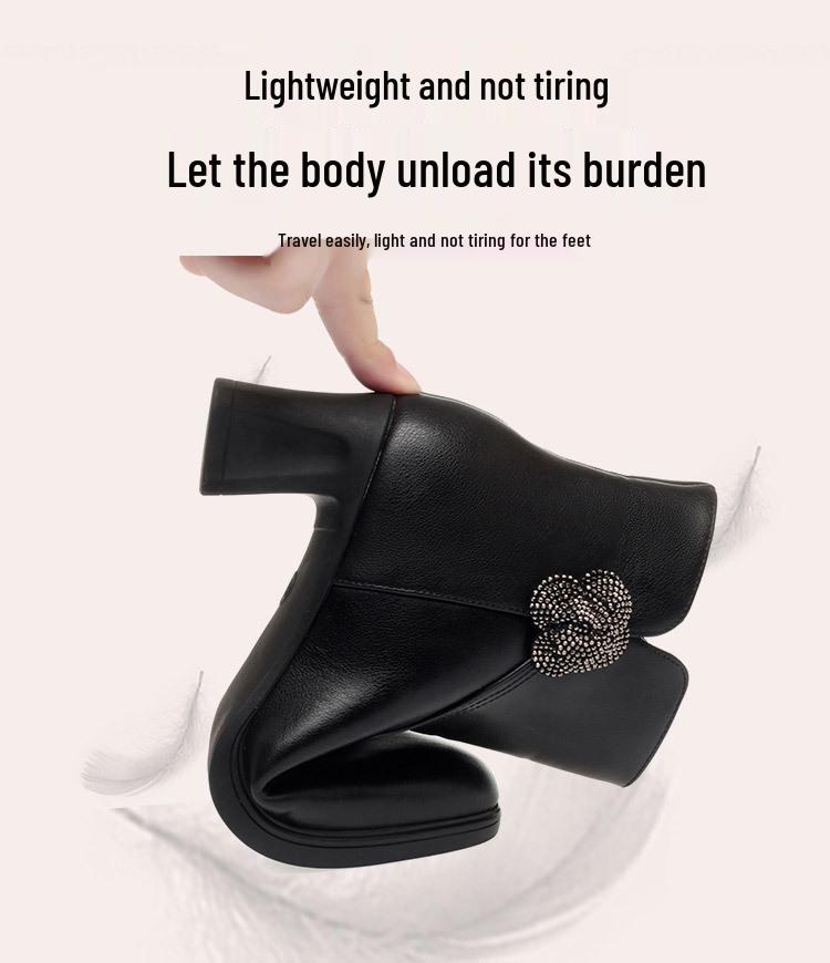 Women's Red Velvet Ankle Boots - 2023 Autumn/Winter Wedding & Banquet Style for Mothers