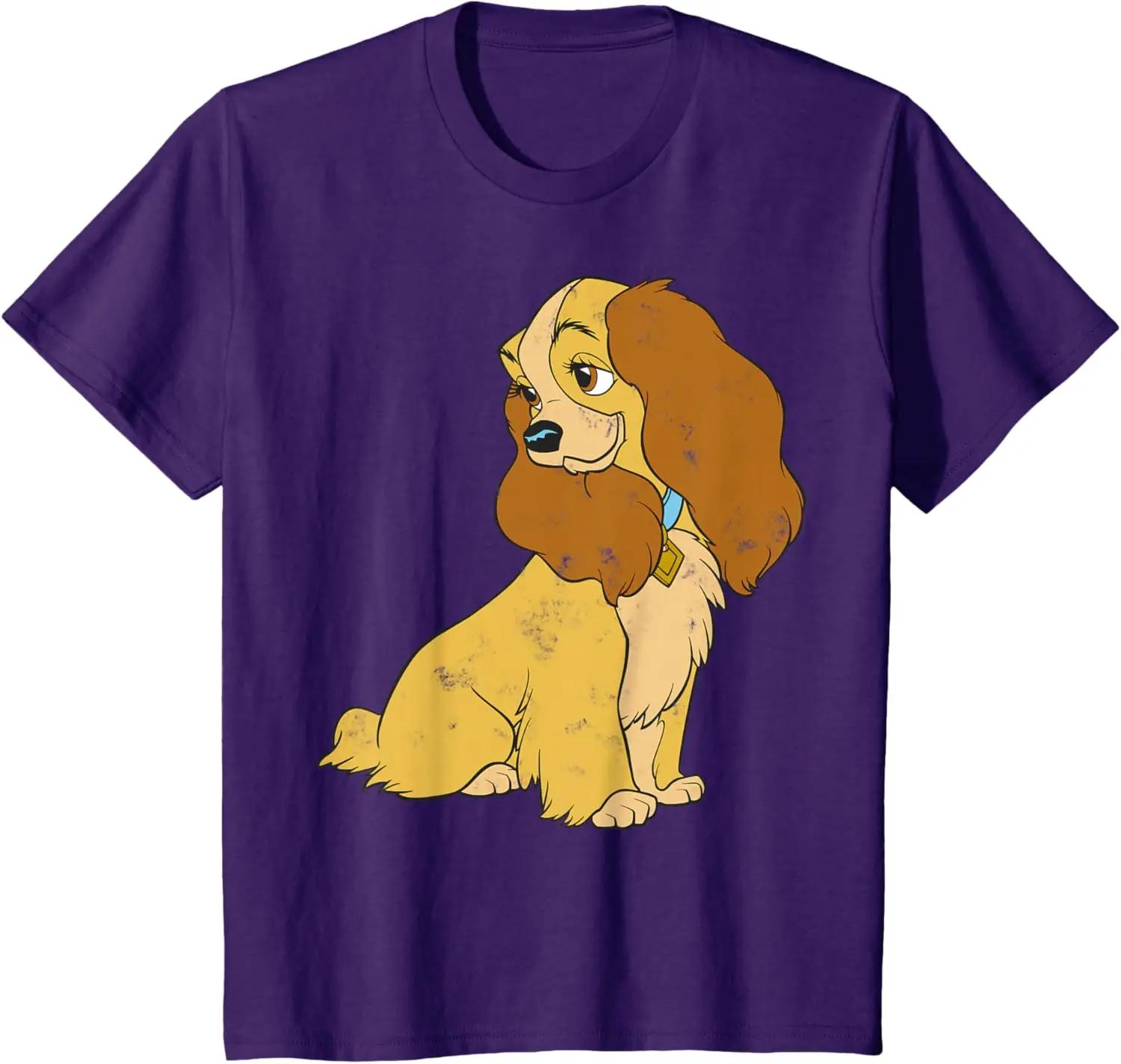 Hot Fashion Disney Lady and The Tramp Lady Simple Portrait T-Shirt S-4XL Four Seasons Gift S