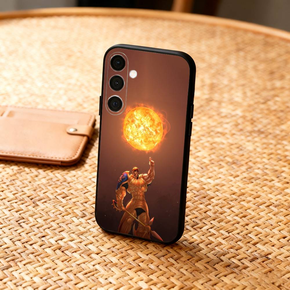 E-Escanor S-Sun Cartoon Phone Case For Samsung  A73,72,71,A52,51,40,41,A22,A32,31,A13, Soft Black Shell
