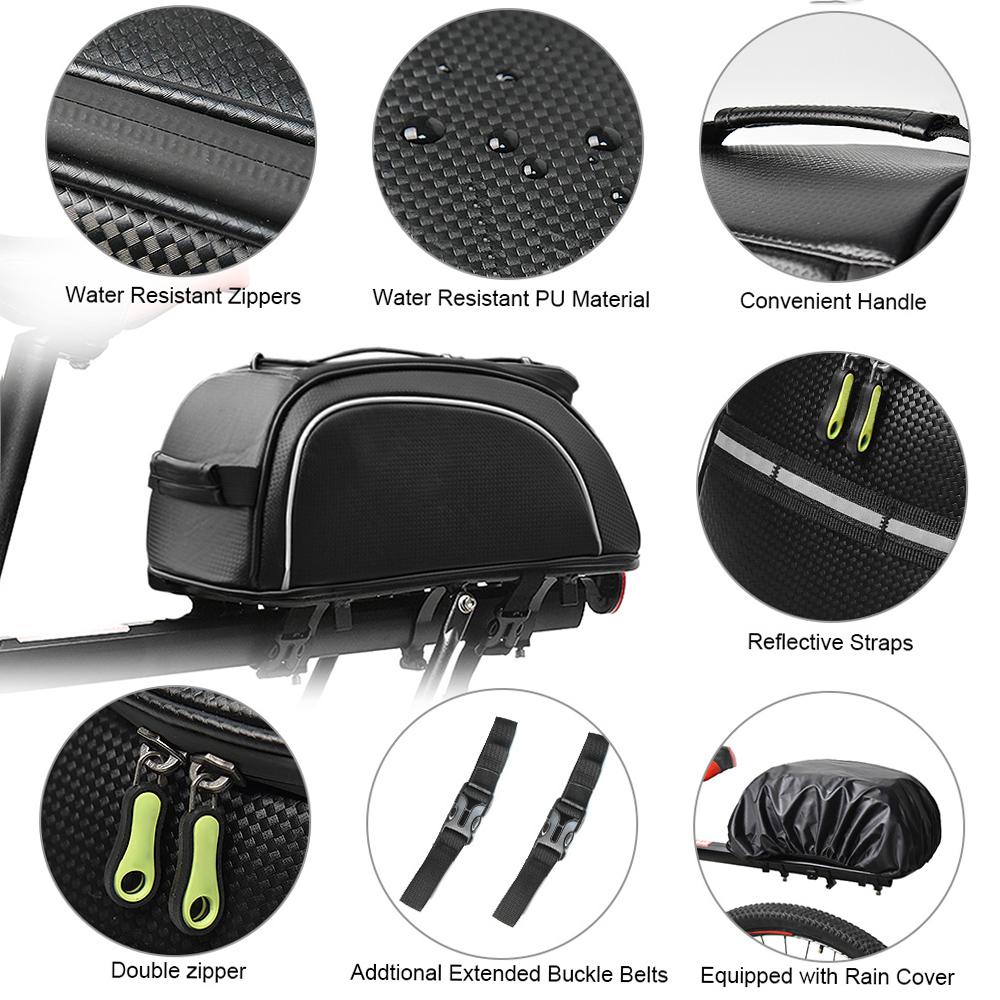 Bike Bag 7L Bag Water Resistant Bike Rack Bag with Waterproof Rain Cover