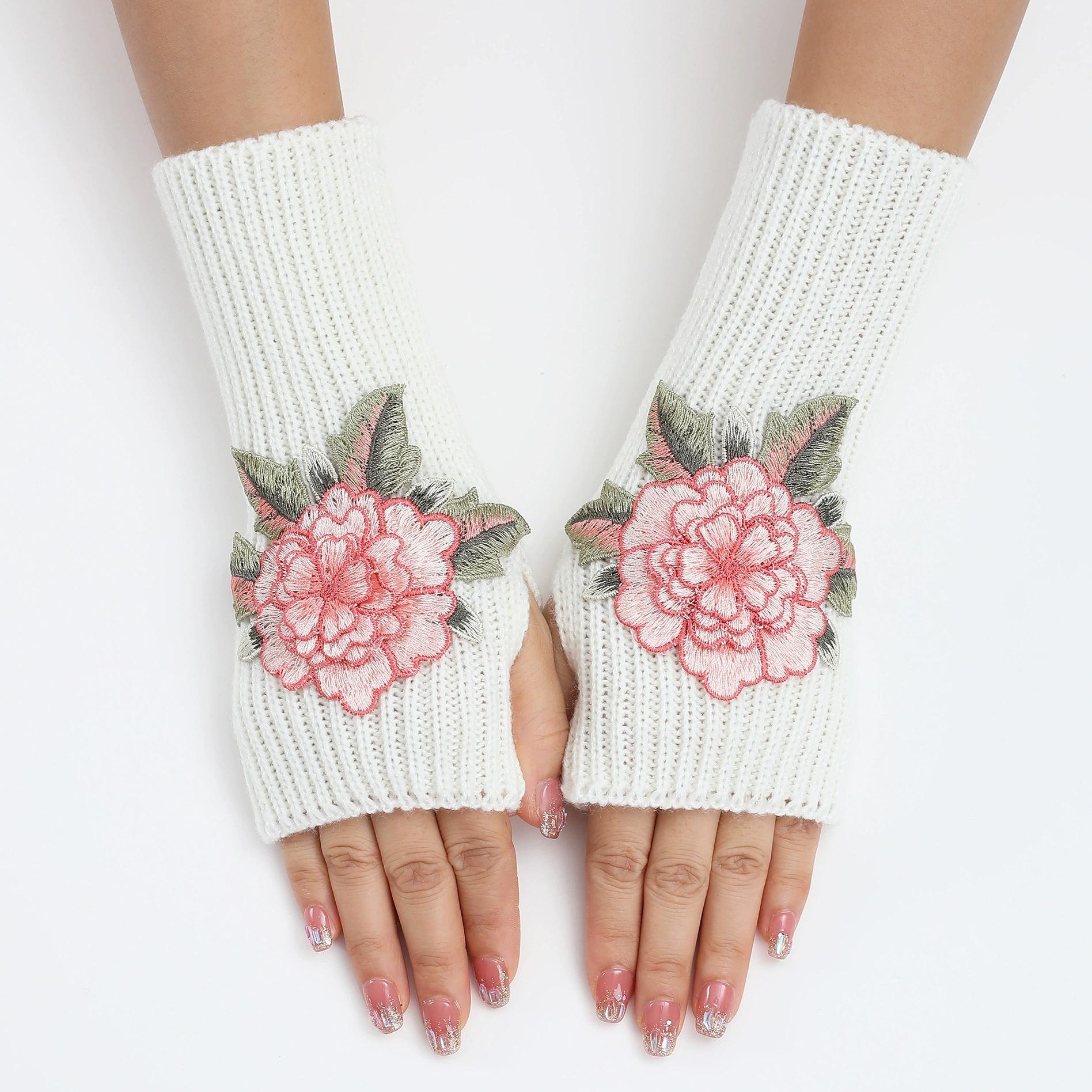 

Botvotee Arm Warmers Y2k Accessories Sleeves for Women Half Finger Winter Knitting Soft Warm Flower Fingerless Mitten Guantes One Size