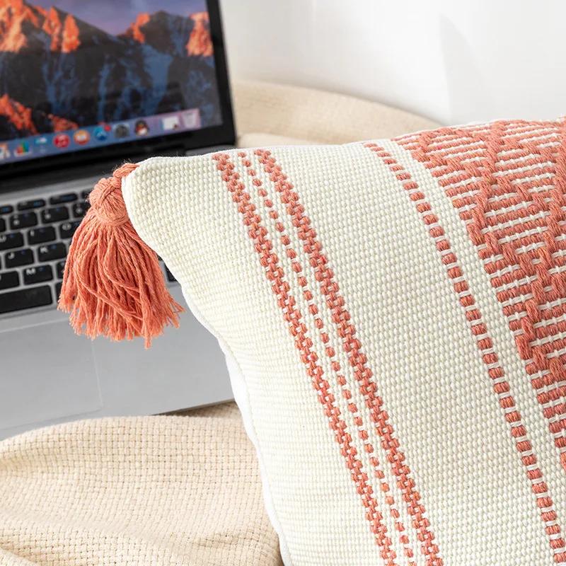 45*45cm Bohemian Tassel Cotton Thread Woven Throw Pillows Covers Living Room Decor Pillowcase Sofa Office Chair Cushion Cover