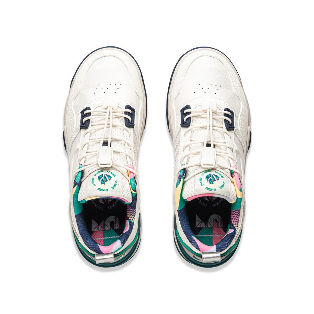 Li Ning Kinder Buchstabenmuster Bestickt Rutschfest Langlebig Rebound-Unterstützung Low-Top Kinder Skateschuhe Kinder Skateschuhe Off-White YKCU124-17