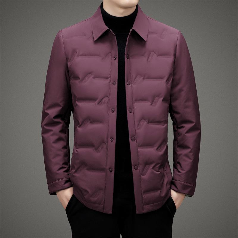 2025 Herren Slim-Fit Winter-Daunenjacke aus weißer Entendaune - Polyester Business Casual Oberbekleidung