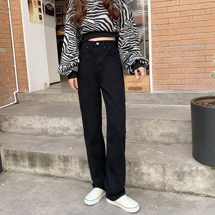 Denim Jeans For Women High Waist Wide Leg Thin Cotton Polyester Fabric For Office Wear