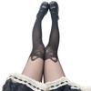 Black Bow Pussy Tail Knee Socks Sweet Jk Girlie Cute Thigh Socks Lolita Velvet Fake High