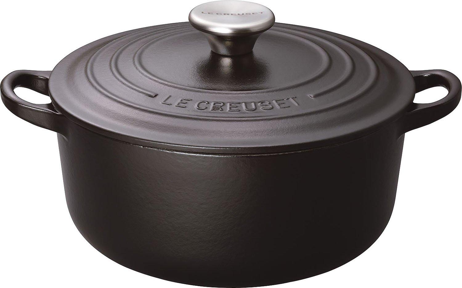 

Le Creuset Чугунная эмалированная кастрюля Кокот Круглая 18 см Матовый черный Газ Индукция Духовка Совместимая Японский [Официальный продукт]