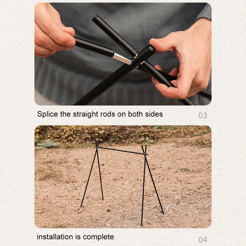 Aluminum Alloy Camping Hanging Rack Foldable Triangle Rack with Hooks Multifunctional for Picnic Barbecue for Hiking Backpacking