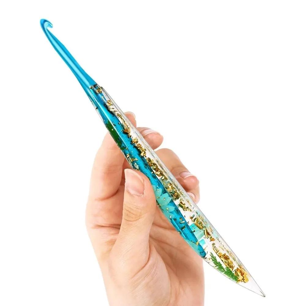 Floral Resin Grips Crochet Hook 2.0-6.0mm Non-Slip Knitting Needle Knitting Tools Yarn Knitting DIY Weaving Tools Home Use