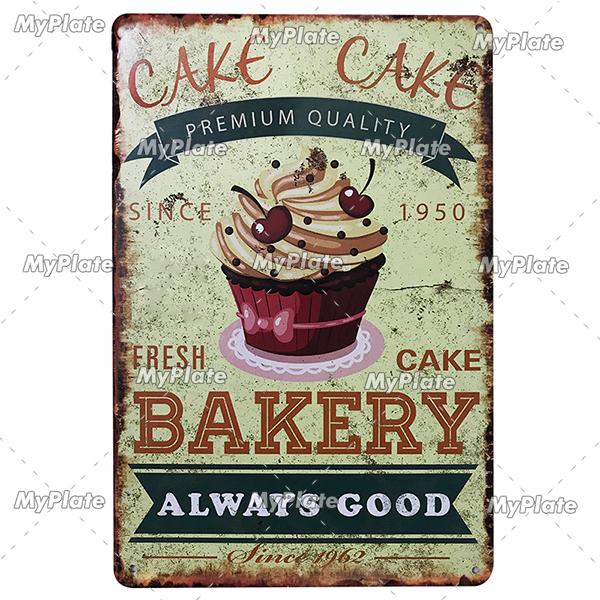 Cake Metal Sign Plaque Metal Vintage Food Tin Sign Wall Decor for Kitchen Cafe Diner Bar Cupcake Metal Signs