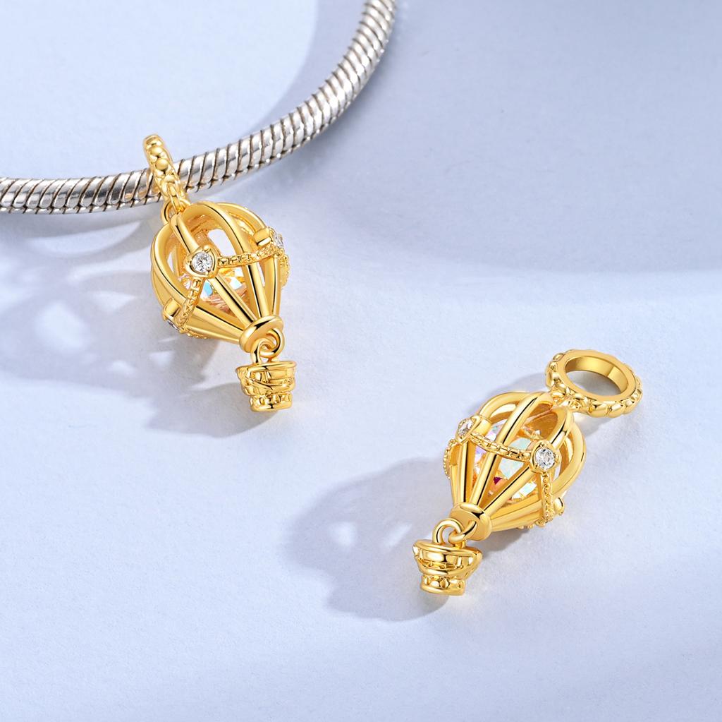 Prata 925 Charms Originais Balão de Ar Quente Contas Coloridas Encaixe para Pulseira Diy Joias Femininas