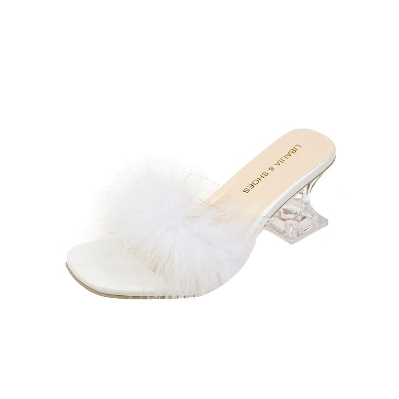 Fashion Comemore Women Slippers Summer Fashion Stiletto Sandals Open Toe High Heel 2025 Fur Heels for Woman Pink Shoes Sapatos Femininos