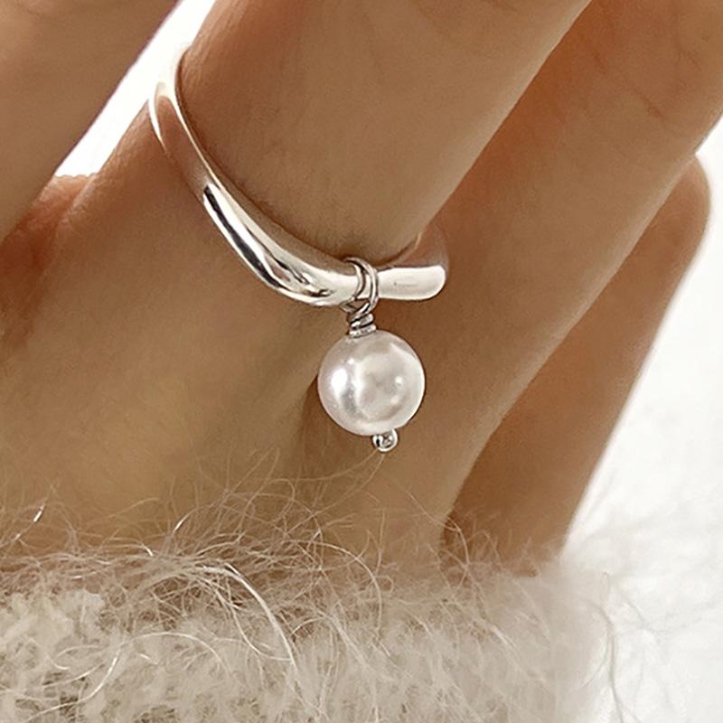 Foxanry Minimalist Copper Color Rings Party Jewelry For Women Korean Cute Creative Design Black Pendant Birthday Accessories