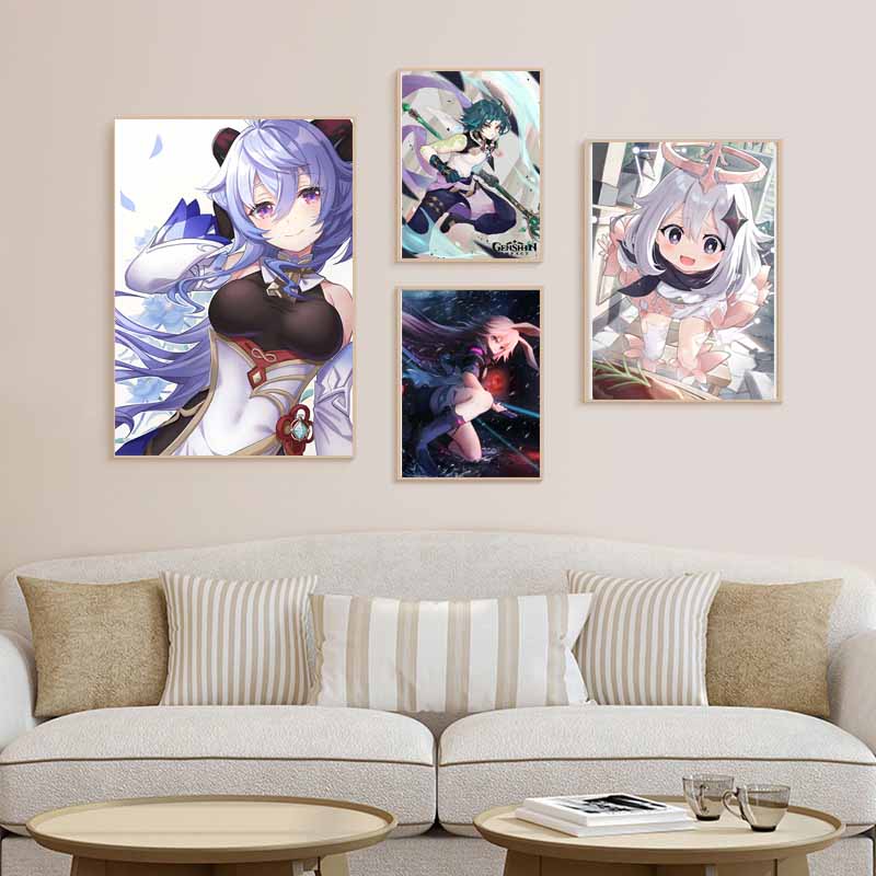 Genshin Impact Series Posters White Paper Anime Girl Poster Mural Home Decor Study Bedroom Bar Cafe Decoration Painting Wall Art Prints