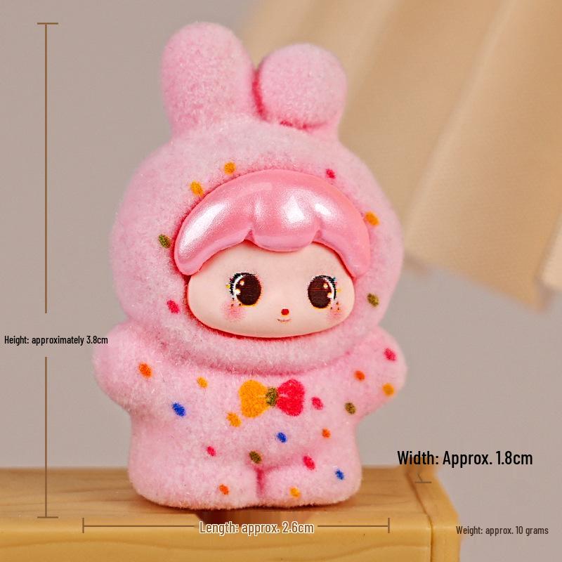 New 3D Flocking DIY Blind Box with Cute Resin Doll Ornaments