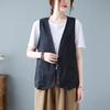 2026 Summer Women's Solid Color Sleeveless Cotton Linen V-Neck Vest