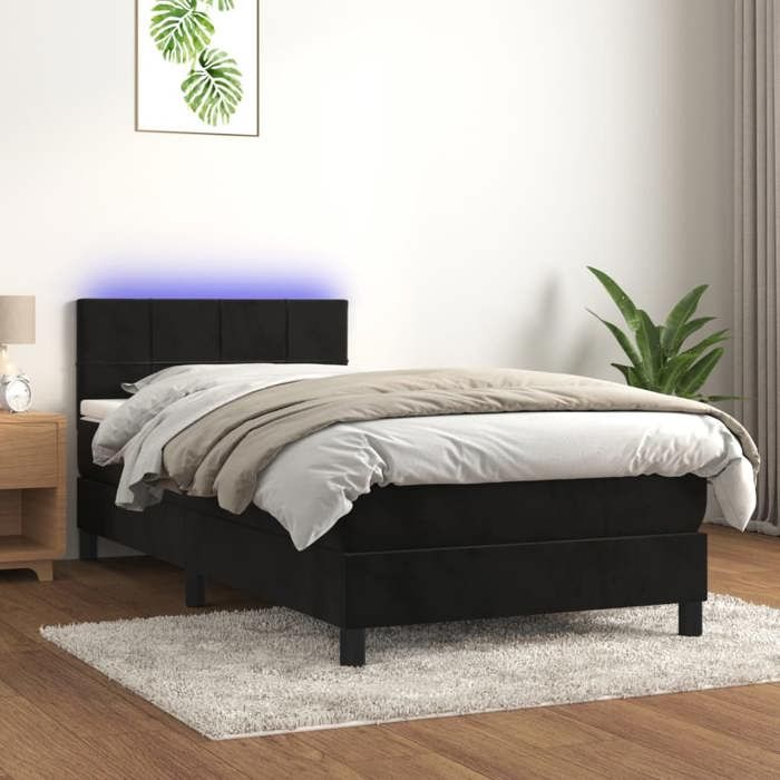 VidaXL Sommier à Lattes de Lit avec Matelas et LED, Lit Rembourré, Lit Simple, Lit Adulte de Chambre à Coucher Intérieur, 3134383