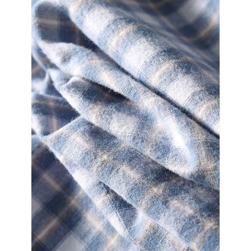 Japanese Retro Pure Cotton Plaid Short-Sleeve Shirt for Men, Summer 2024 New Style, Export Men's Clothing Shirt