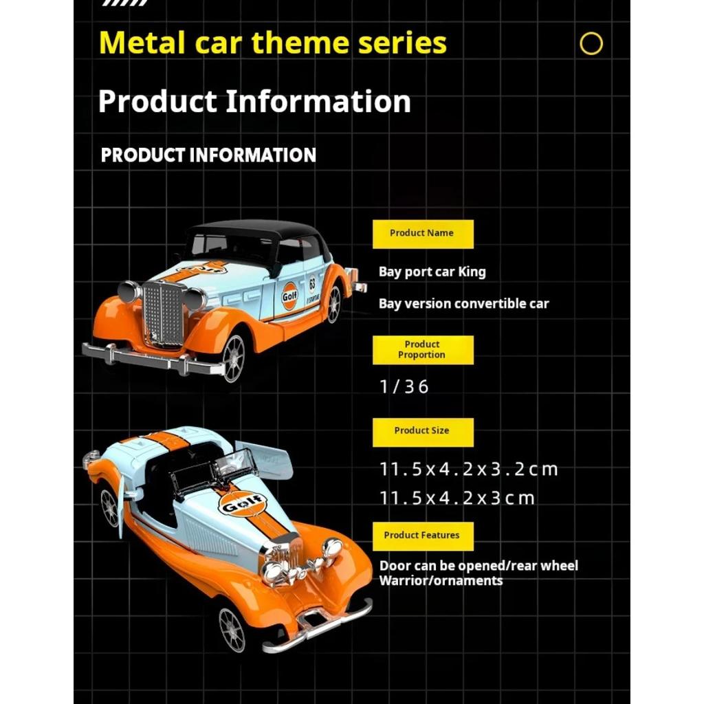 Classic Bay Vintage Vintage Car Alloy Power Toy Car Model Boy Volkswagen Car Model Children's Simulation Kid's Gift