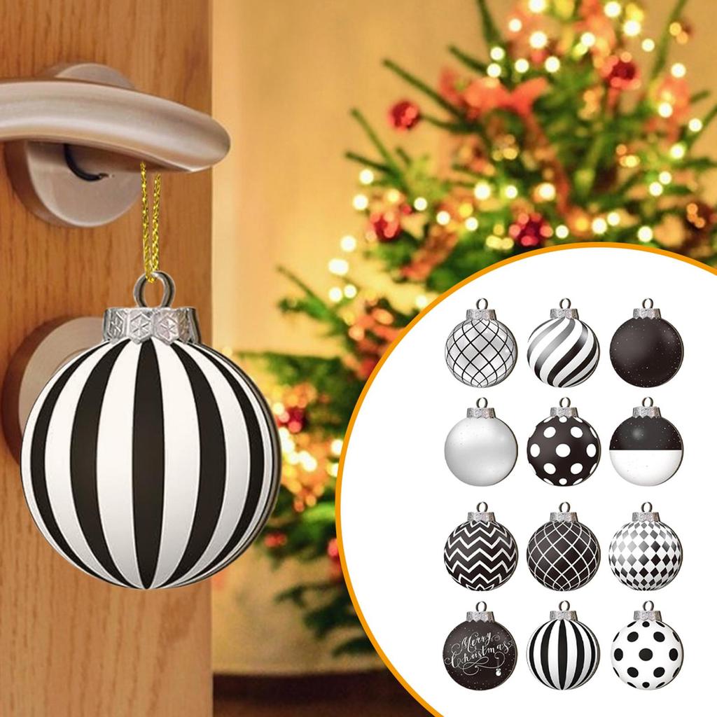 12pcs Christmas Ball Pendant 2D flat Wooden Fall Christmas Tree Decor 8CM Christmas Tree Balls Decoration Home Ornaments