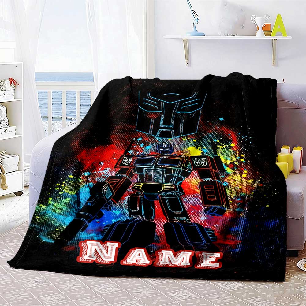 Transformers Fans Customize Text Blanket Cozy Personalized Blanket Ultra-Soft Suitable for Chair Office Office Chair Couch All-Season Use