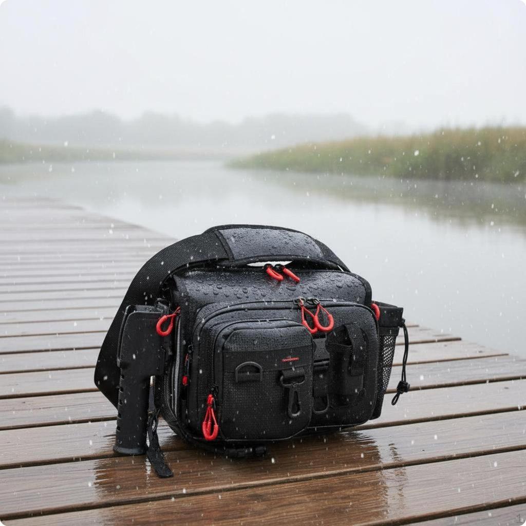 Fishing Storage Pack MultiCompartment Lure Shoulder Bag PVC Leather