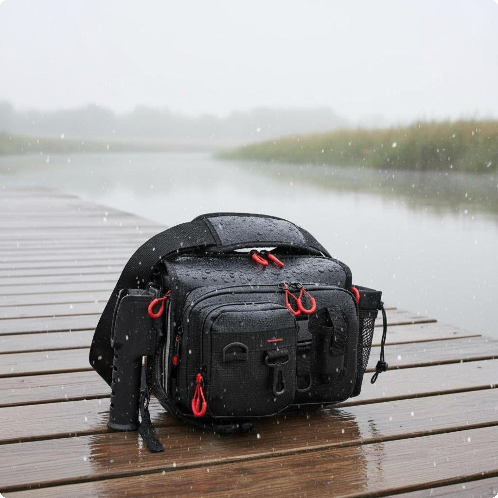 Fishing Storage Pack MultiCompartment Lure Shoulder Bag PVC Leather
