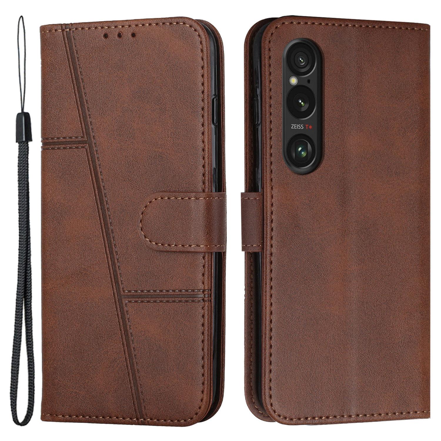 

For Sony Xperia 1 VI Phone Case Anti-Scratch PU Leather Stand Wallet Cover Brown