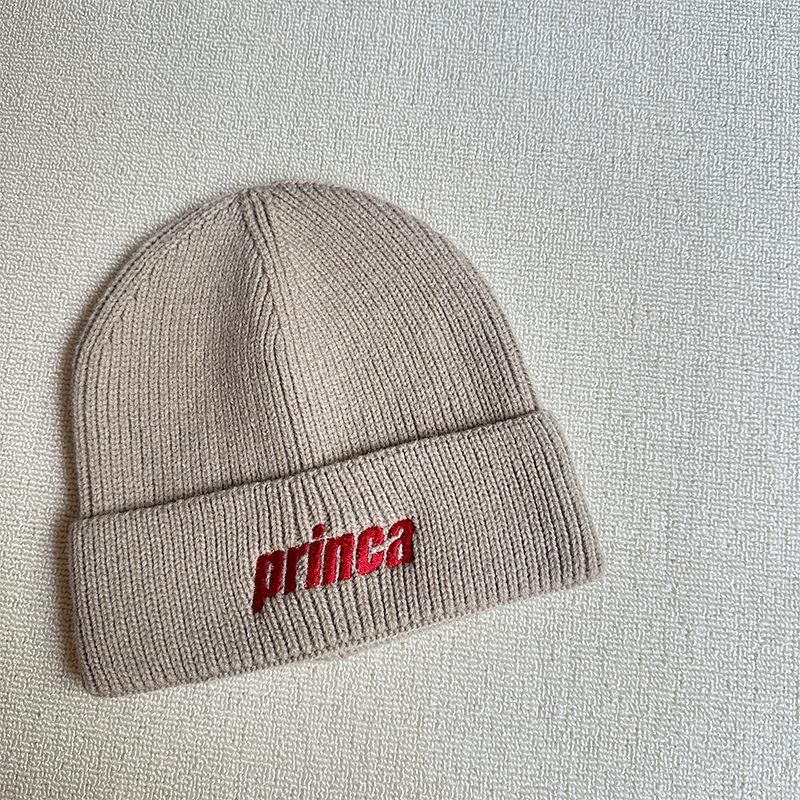 English Embroidered Arctic Velvet Dome Beanie Versatile Warm Plush Hat Embroidered Rolled Edge Knitted Hat