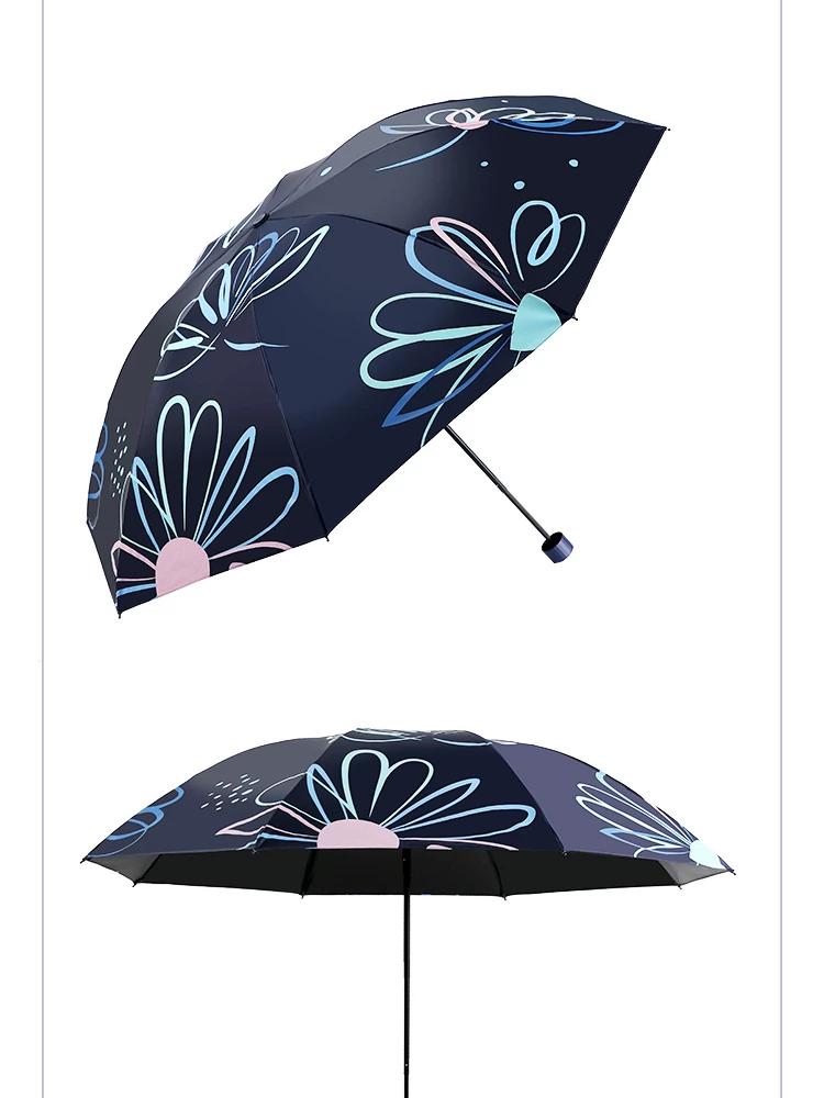 Paradise Umbrella Sun Umbrella UV Protection Female Vinyl Dual-Use Umbrella Sun Umbrella Sunny Umbrella Parasol Triple Folding Umbrella Portable