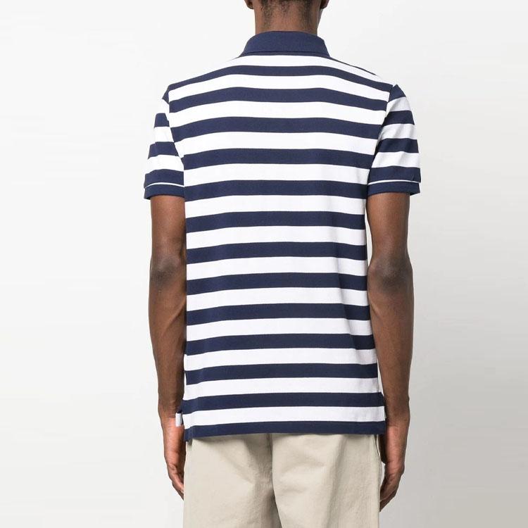 Polo Ralph Lauren SS23 Striped Logo Embroidered Short Sleeve Polo Shirt Men Polo Shirts Blue White 710898606-001