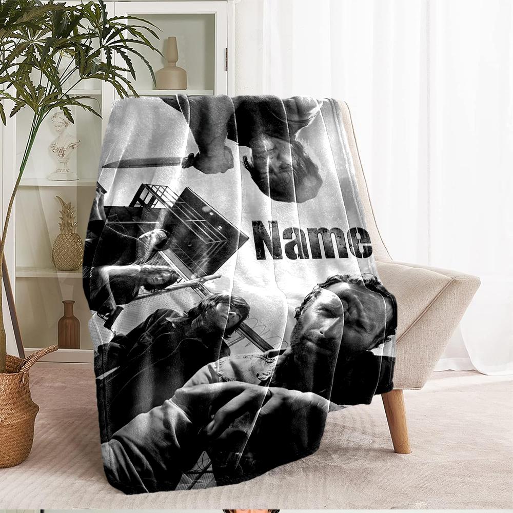 Custom Name Daryl and Rick Theme Printed Blanket - Perfect for Couch, Bed, Travel & Outdoor Use | Machine Washable, Cozy & Durable.