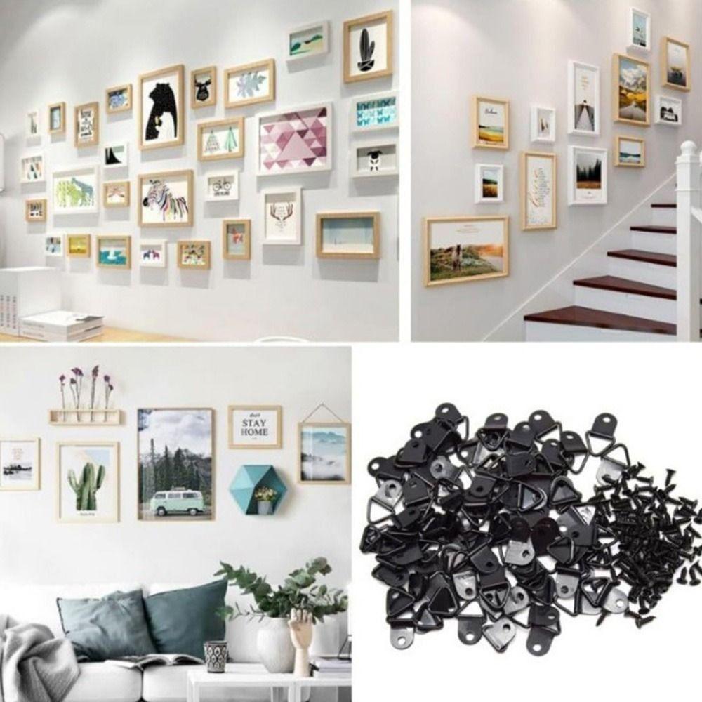 100Pcs Single Hole Triangle Hanging Ring with Screws Half Circle Ring Hanging buckle  Wall Mount