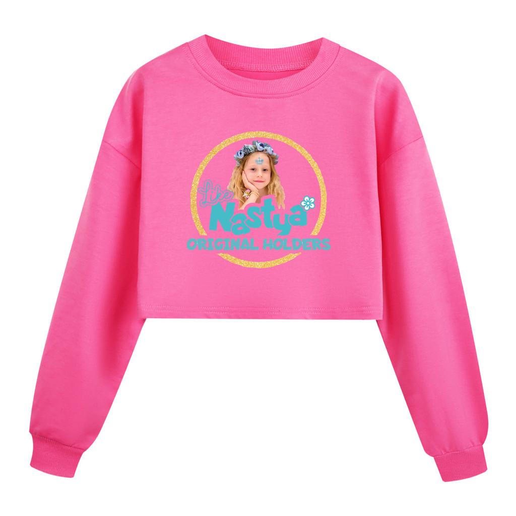 

5555 Girls Nastya Printed Round Neck Colorful Long Sleeves Sweatshirt Outerwear 170cm рожевий червоний колір