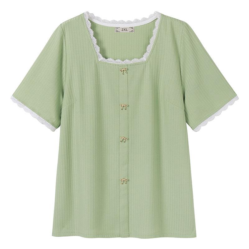 

Новая облегающая футболка с коротким рукавом для полных женщин с открытыми плечами 7XL светло-зеленый