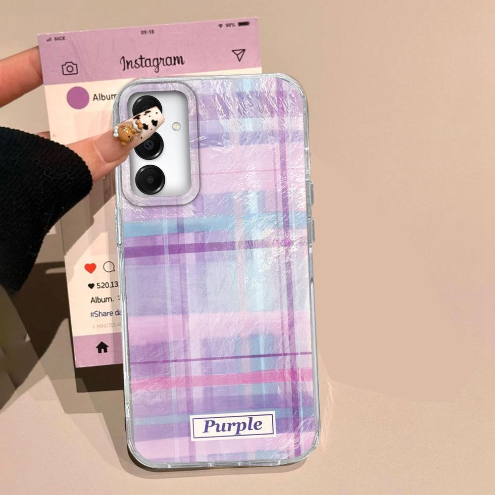 Pink Splicing Grid Pattern Phone Case for Samsung Galaxy A16 A55 A07 A17 A56 A36 A26 A53 A06 A14 A24 A34 A54 A15 A12 A22 Cover