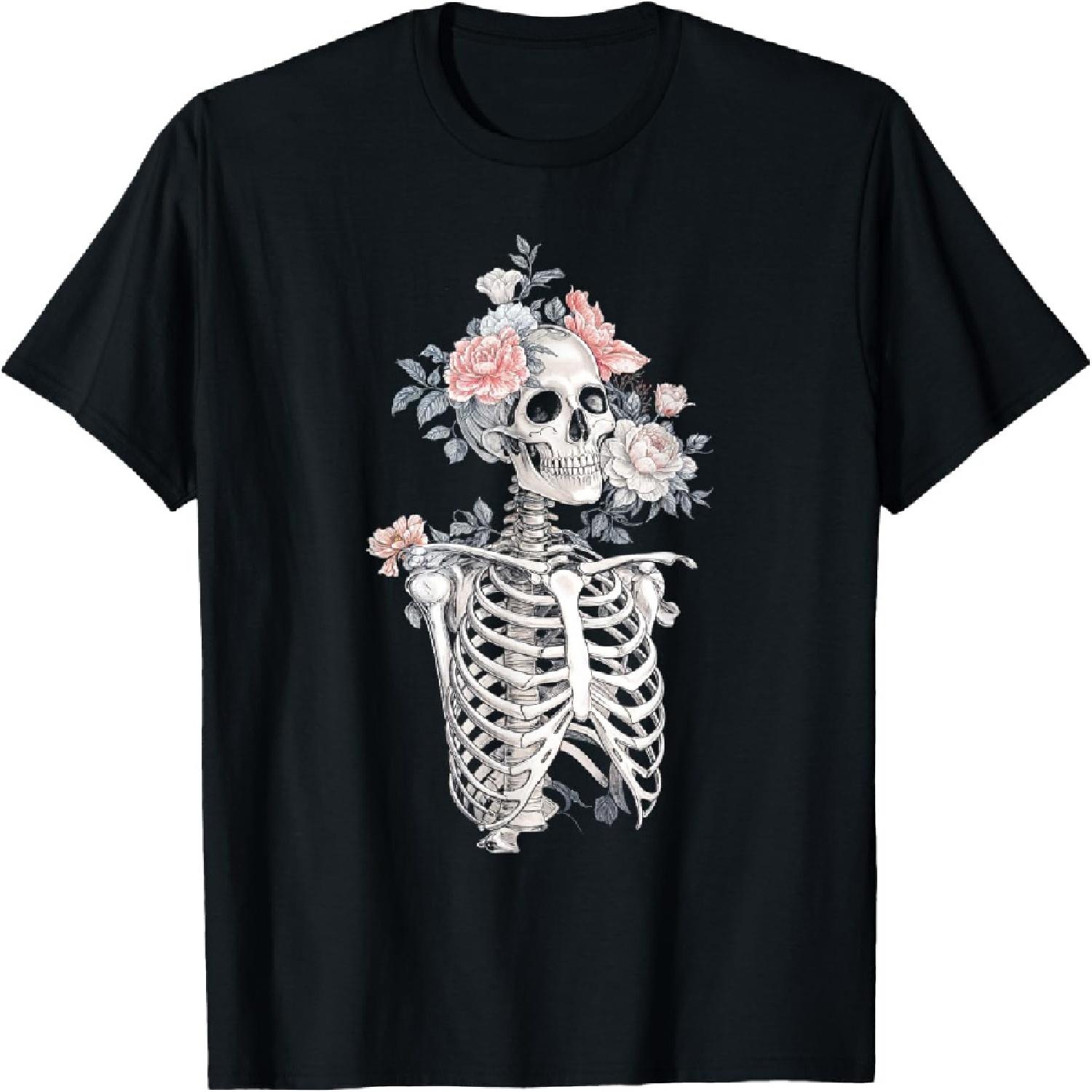 

Floral Skeleton Flowers Goth Dark Aesthetic Creepy T-Shirt XXXXXL чорний