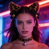 Leopard Cats Ears Headband with Bells Collar Set Cats Costumes Accessories for Women Halloween Cosplay Party Costumes