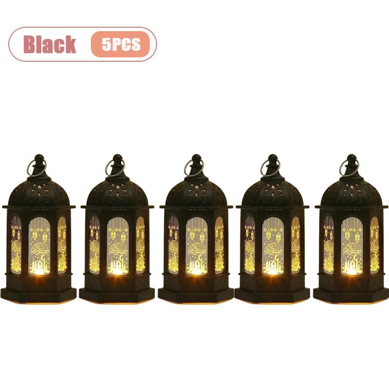1-10PCS 2026 Ramadan Vintage Castle Lantern Middle Eastern Handheld Light Electronic Candle Decorative Ornament
