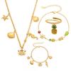 Oumeka Ocean Stainless Steel Zircon Crab Seashell Necklace & Bracelet Set