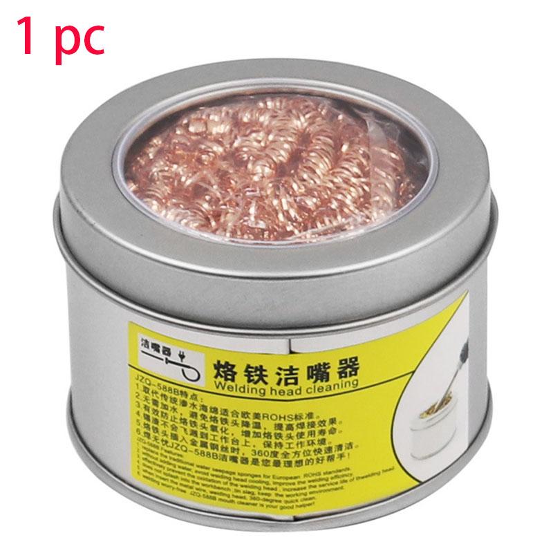 1x Soldering Iron Cleaning Ball Copper Wire Cleaner Steel Ball with stain steel box for Stand Holder Welding Desoldering